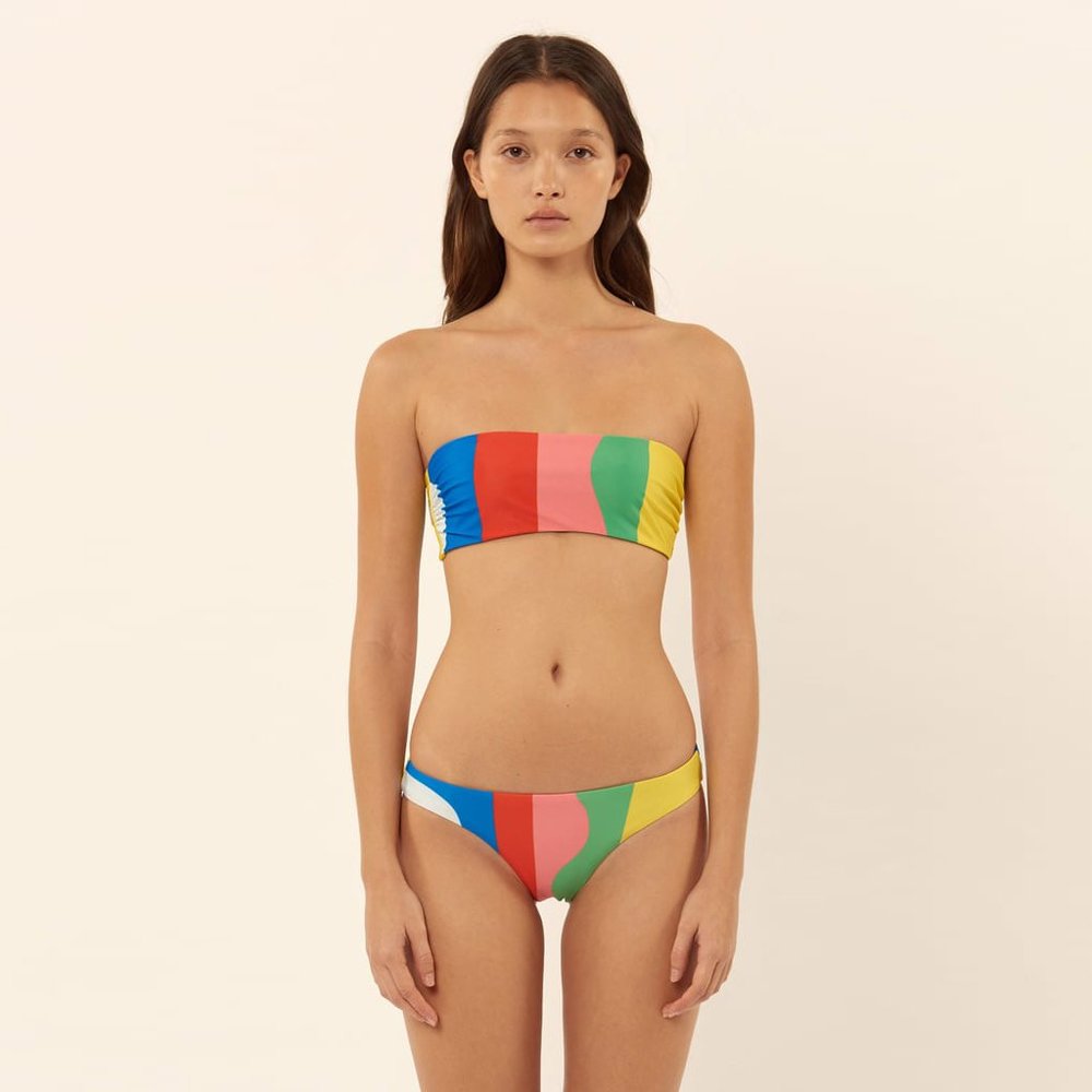 Mara Hoffman Beach-ball Bandeau Bikini Top and Bottom Rainbow Stripe